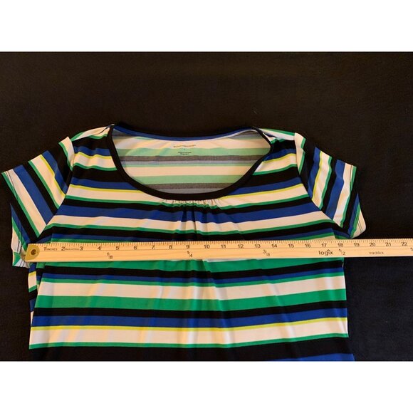 Worthington Womens Multicolor Striped Short Sleeve Top Size Large Polyester - Picture 4 of 8